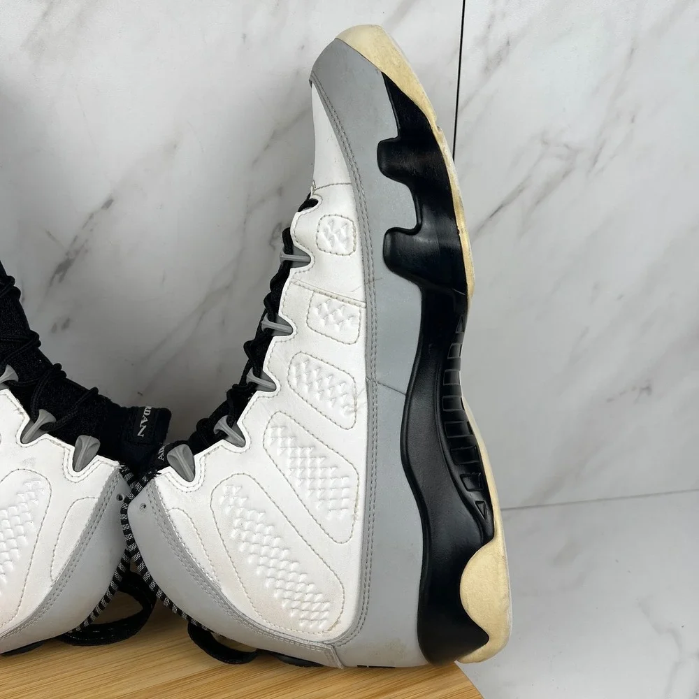 Nike Air Jordan 9 Retro Barons Mens Size 10 White Black Sneaker Shoes 302370-106